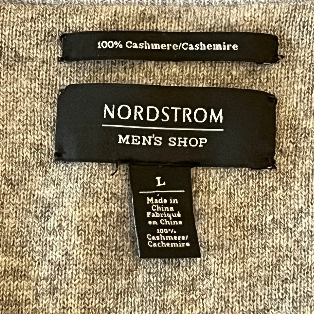 Nordstrom Mens Shop Sweater Mens Large Blue 100% Cashmere V-Neck Pullover